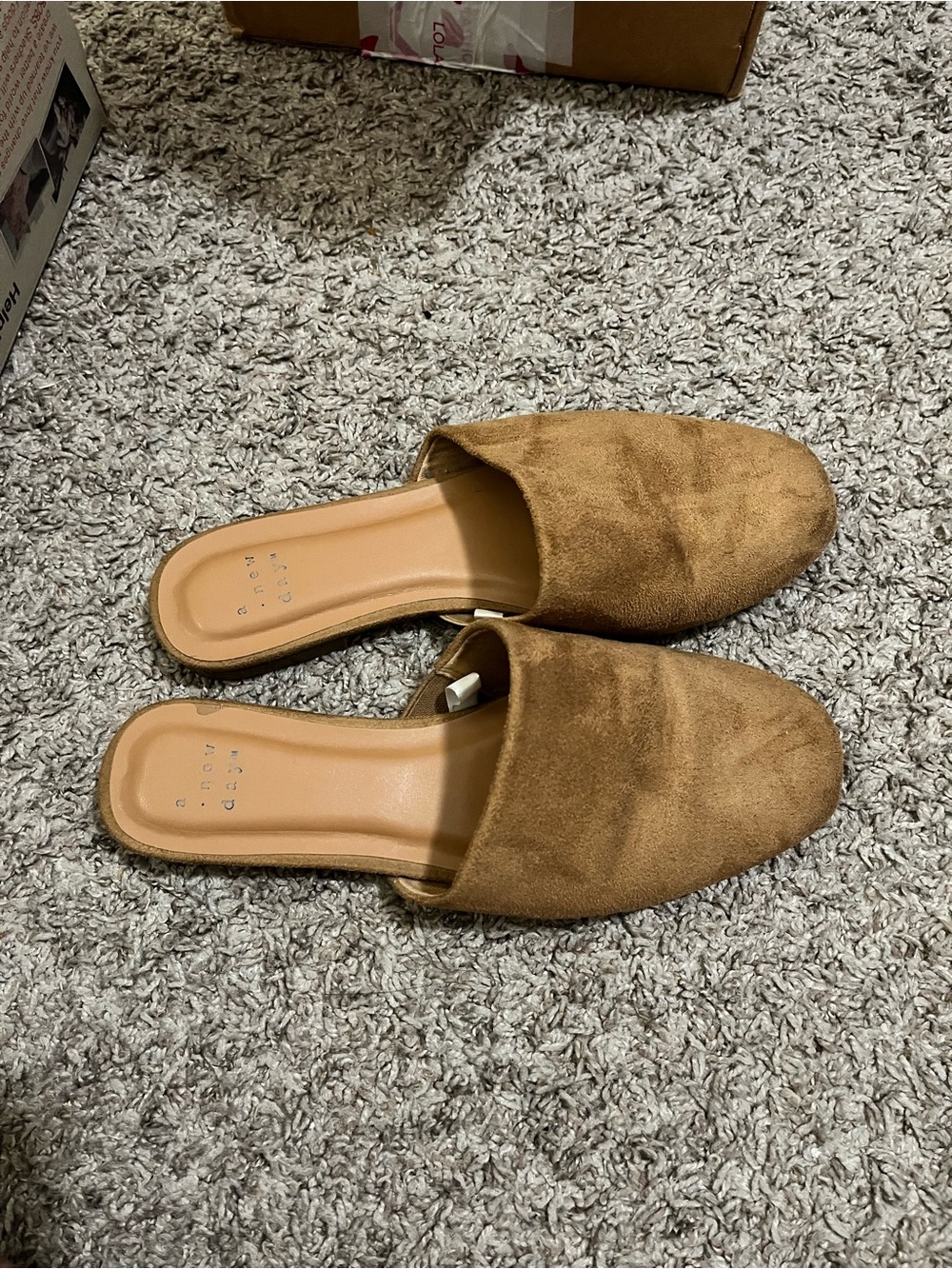 a new day Suede Slip-On Mules in Tan Brown